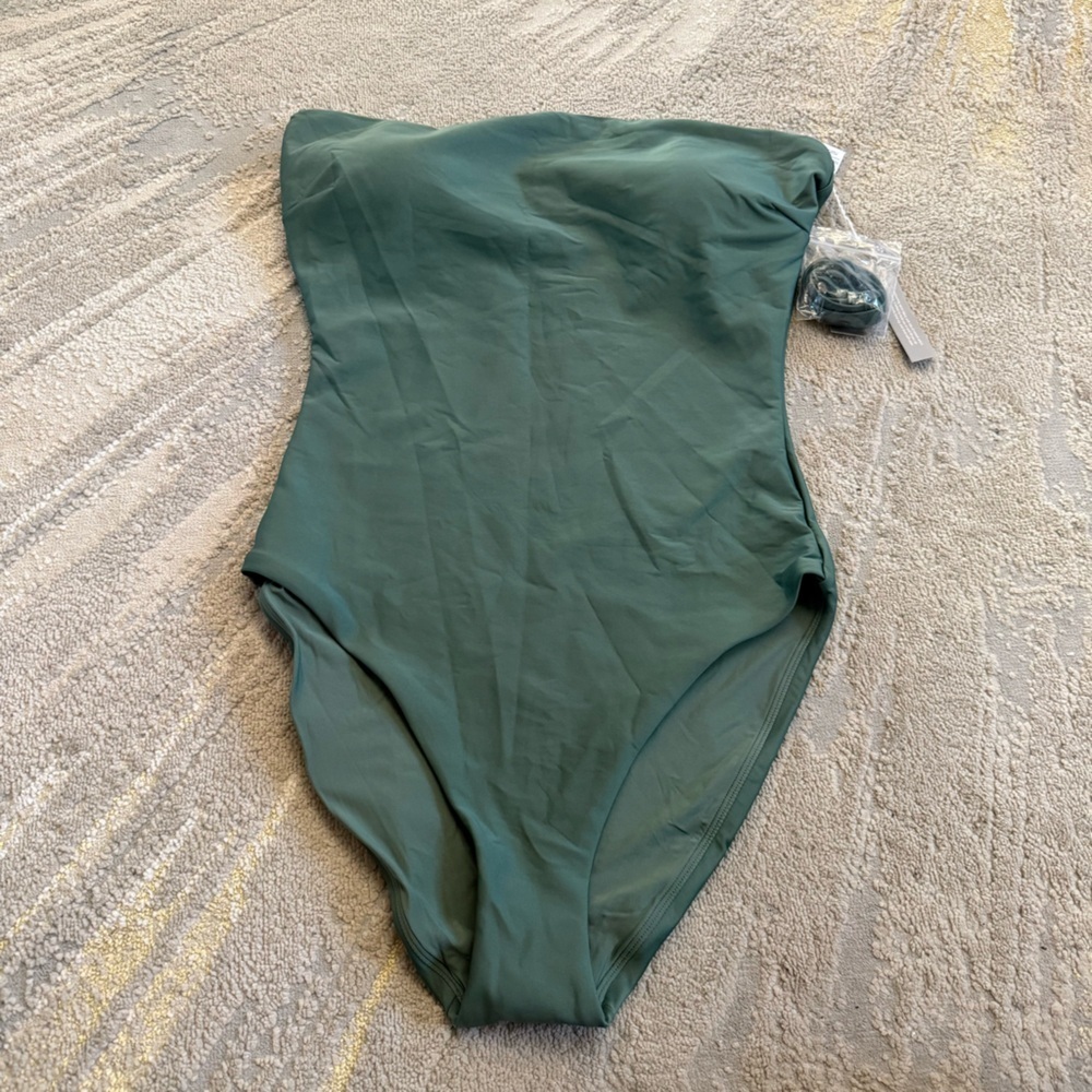 J Crew Gemma bandeau one piece swimsuit Classic Sculpt Green bathing suit 16 new - Picture 2 of 13